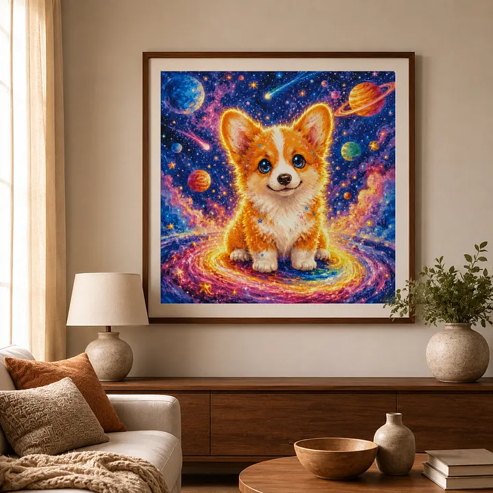 ZZ8672-Planet Corgi]_ 43.65_ Painting Fairy Cross Stitch_printed