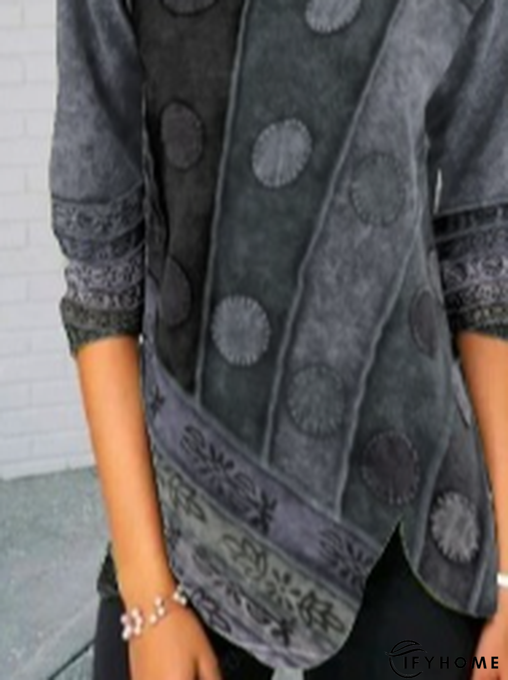 Plus Size Crew Neck Vintage Loose Top | IFYHOME