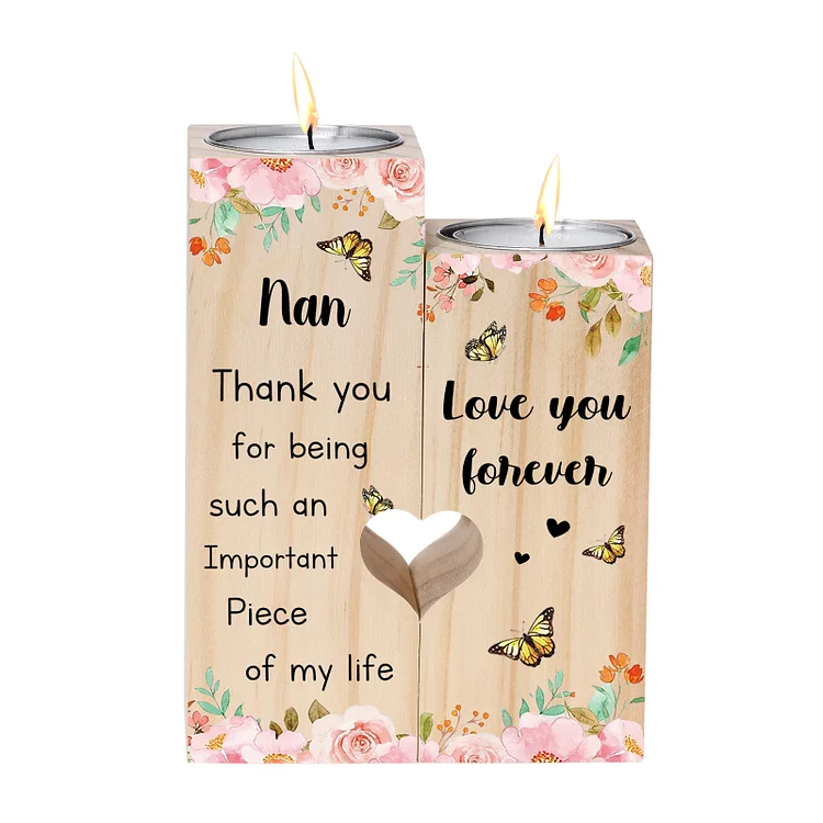 To My Nan Flower Candlesticks-Love You Forever-Wooden Candle Holder For Nan
