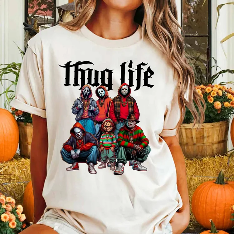 Halloween Horror Characters Thug Life Crewneck Hoddie