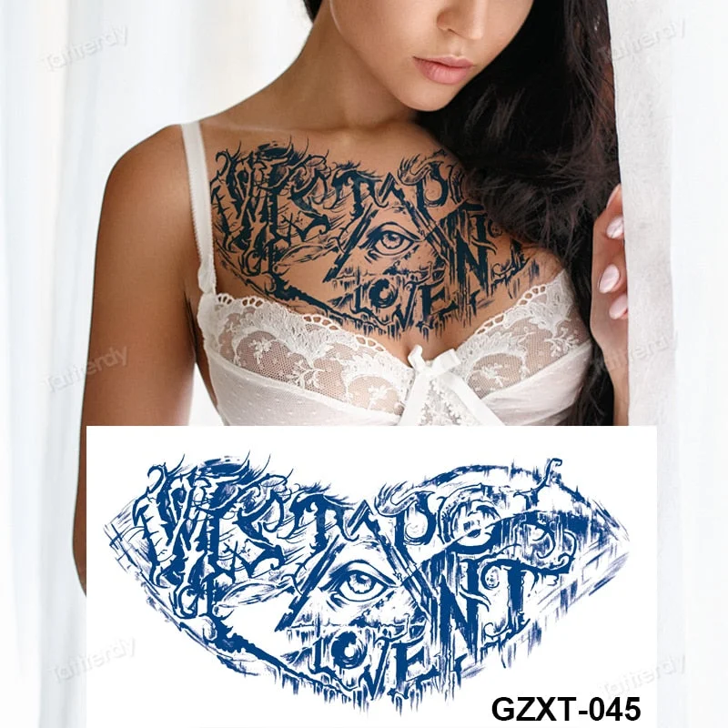 large temporary tattoo juice ink long lasting blue tattoo sticker breast chest totem wings dragon body art painting sexy for men