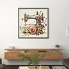 (Stamped/Counted) Retro Floral Sewing Machine - 14CT Cross Stitch 40*40cm/15.75*15.75in