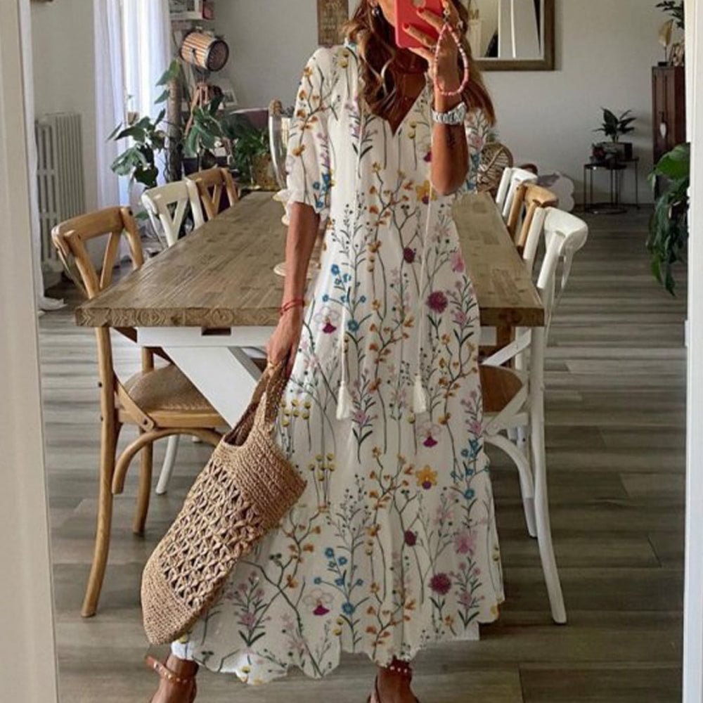 Summer Meadow Tassel White Maxi Dress