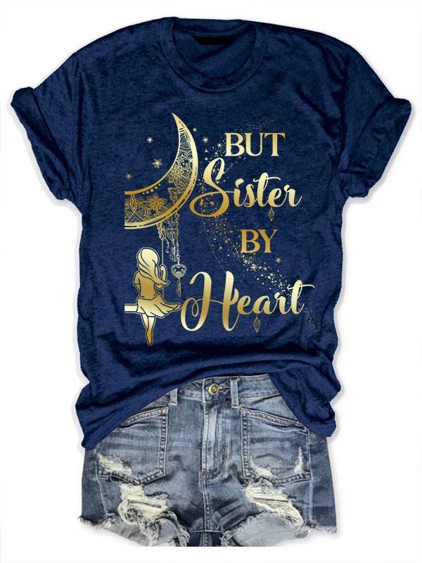 But Sister By Heart Moon And Feather Print T-shirt Tee