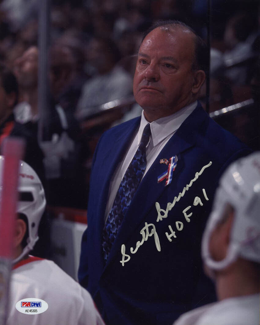 Coach Scotty Bowman SIGNED 8x10 Photo Poster painting + HOF 91 USA Red Wings PSA/DNA AUTOGRAPHED