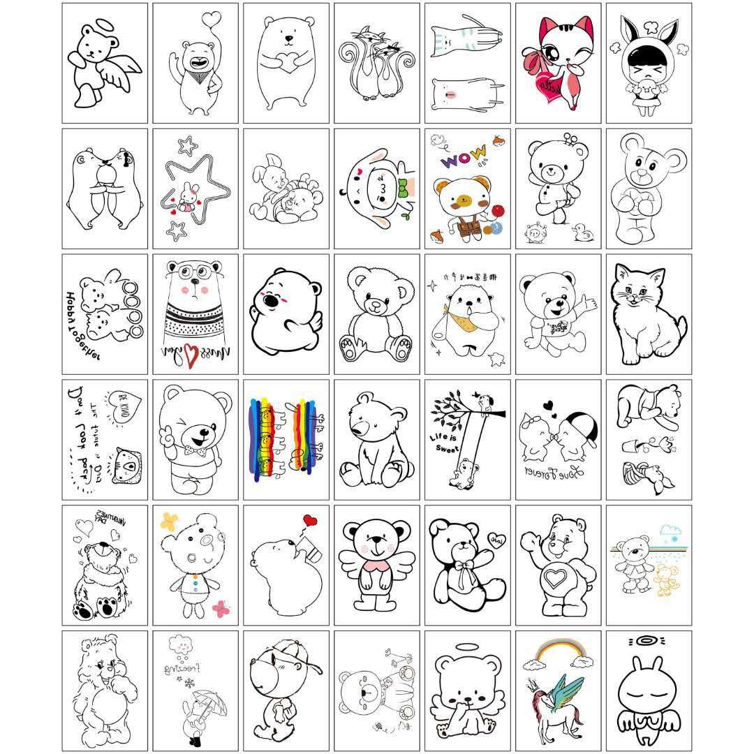 42PCS Cute Litter Bear Temporary Tattoo Kid Adult Fake Tattoos Rainbow Body Arm Art Waterproof Tatoo Sticker Men Women