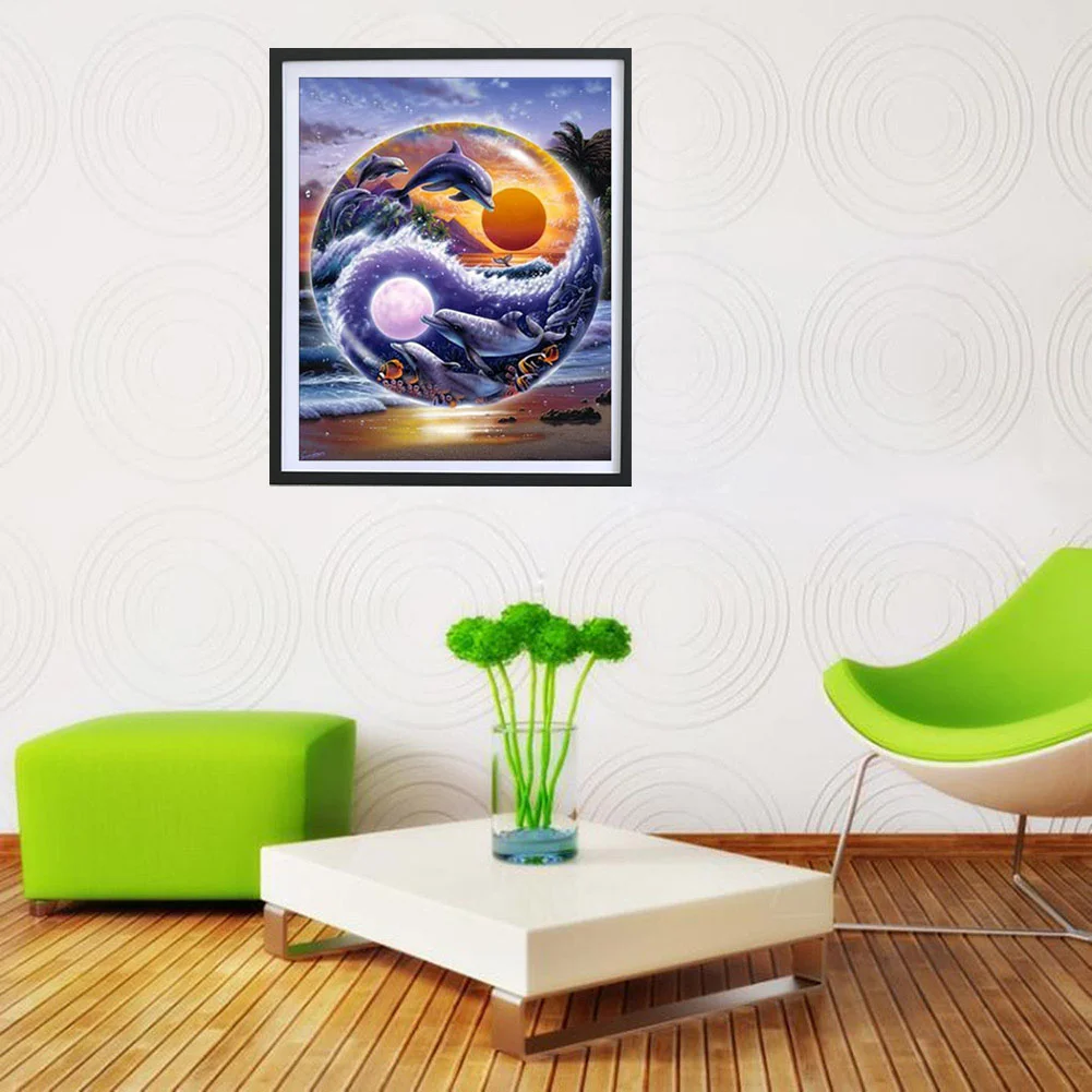 Round Diamond Painting 30*40cm - Gossip Dolphin