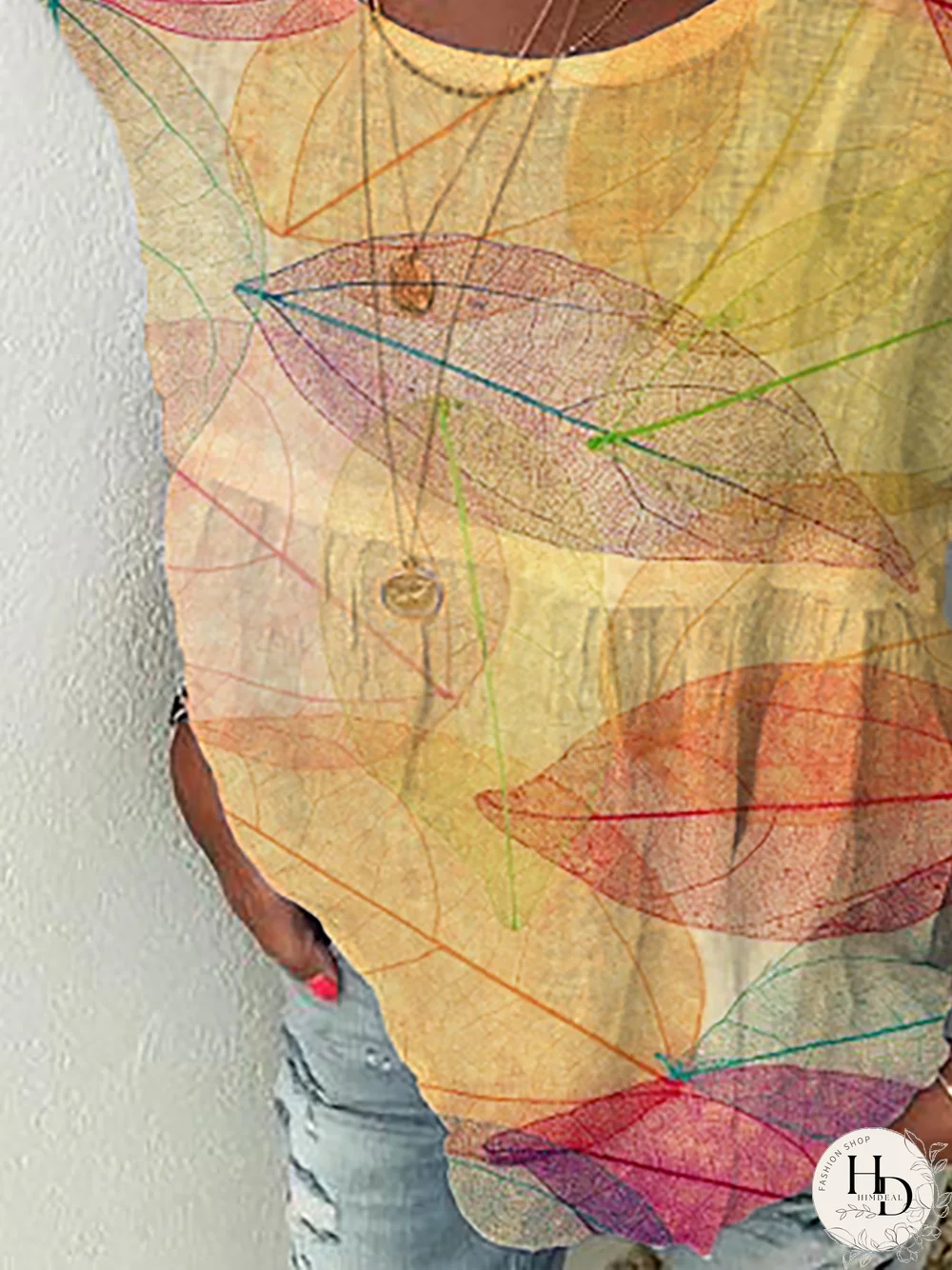 Plus size Vintage Leaves Printed T-shirt