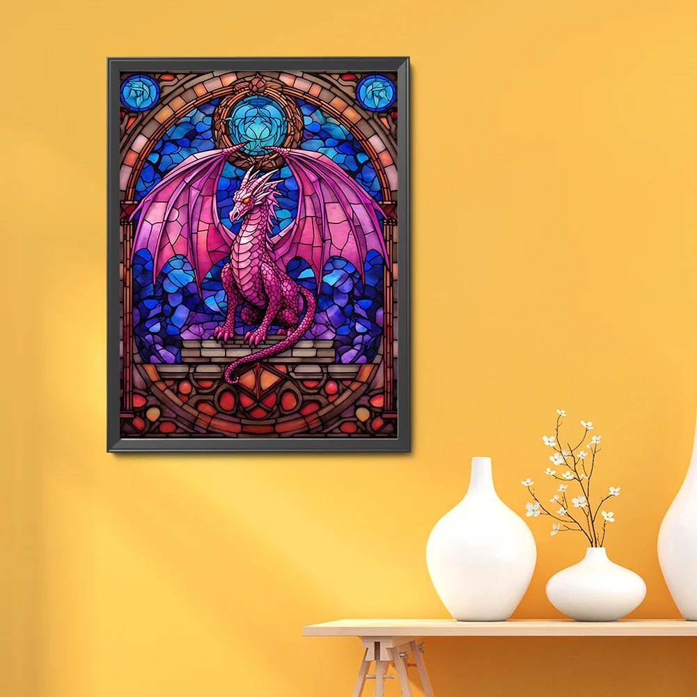 DIY Stamped Cross Stitch 14CT Full Embroidery 40*55cm - Glass Painting-Pterosaur