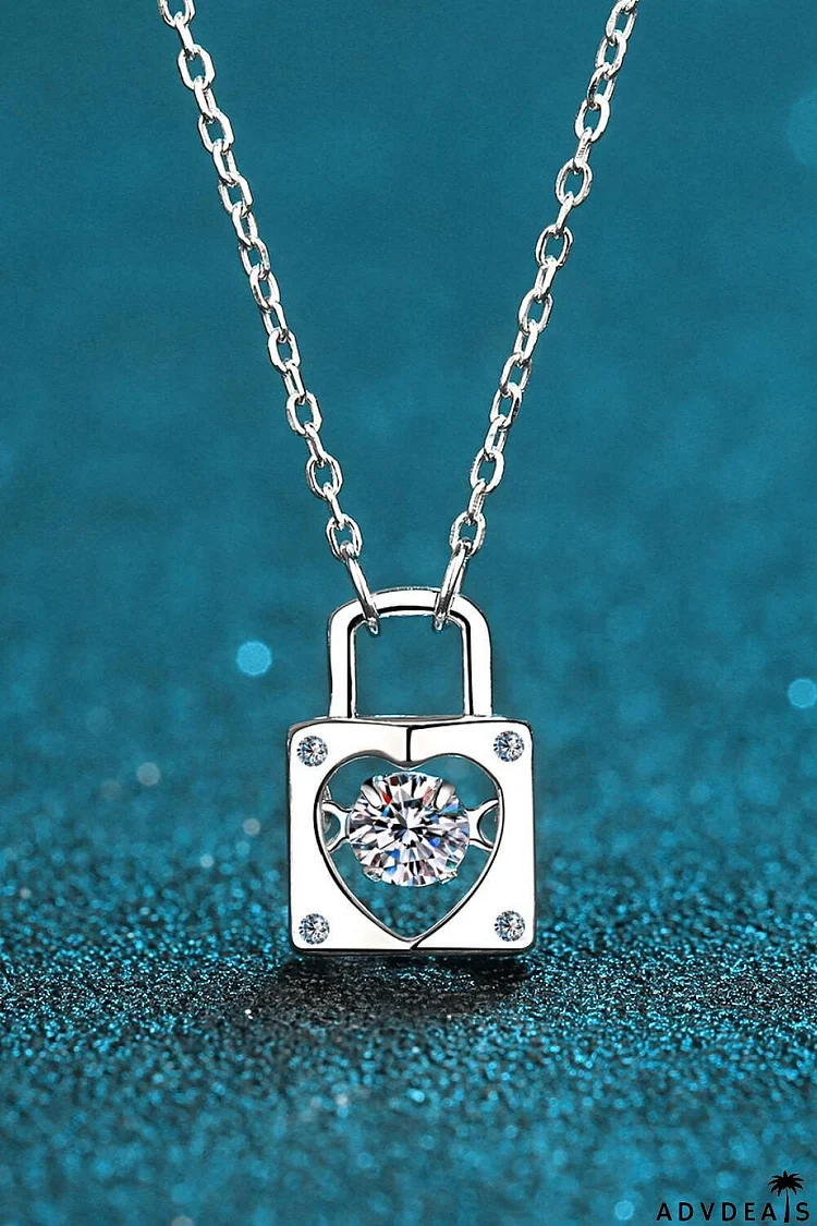 Moissanite Lock Pendant Necklace