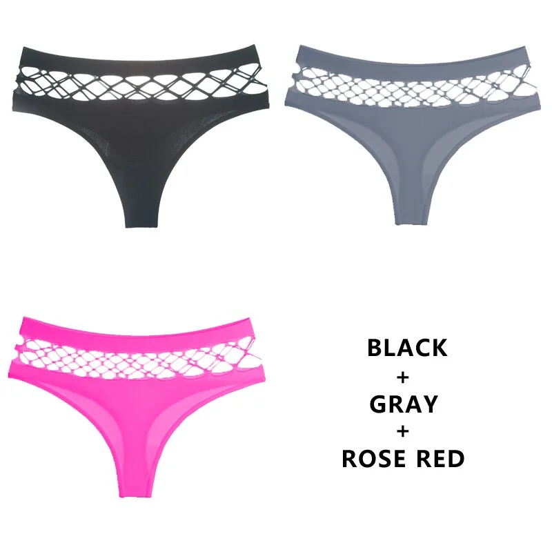 TERMEZY 3Pcs/Lot Hollow Out Lingerie Europe Seamless Sexy Panties Women  Elasticity Underwear Temptation Middle-waist G String