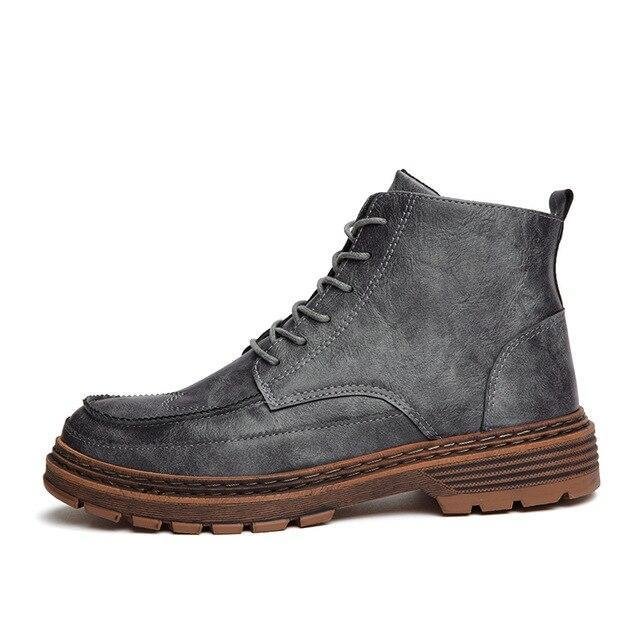 Ankle Men Boots Leather Retro Martin Boots Men Waterproof Tooling Boots Leisure | IFYHOME