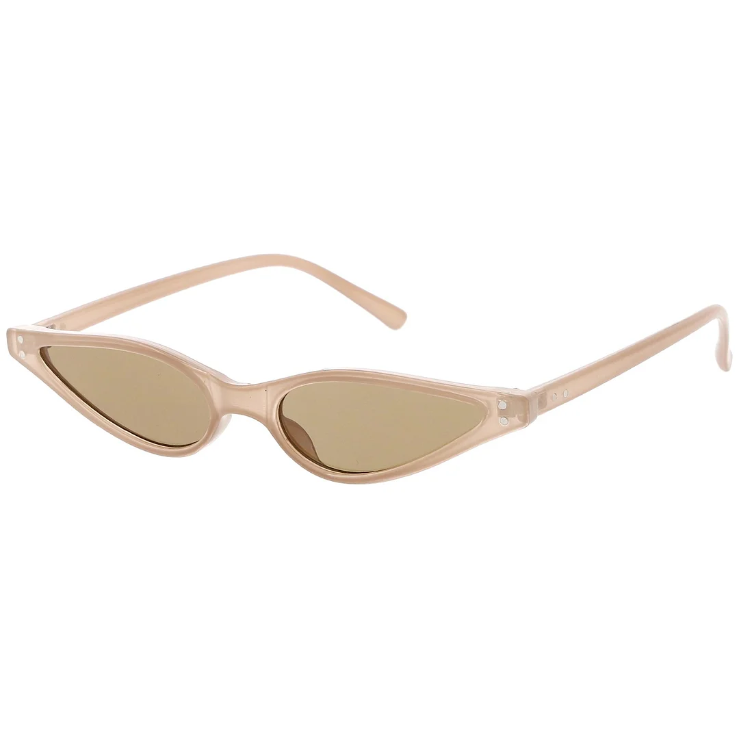 Extreme Thin Cat Eye glasses Neutral Colored Flat Lens 53mm