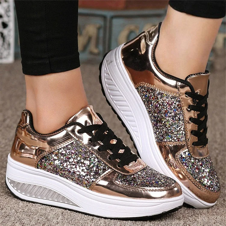 Rhinestone Platform Lace Up Shoes For Women  Stunahome.com