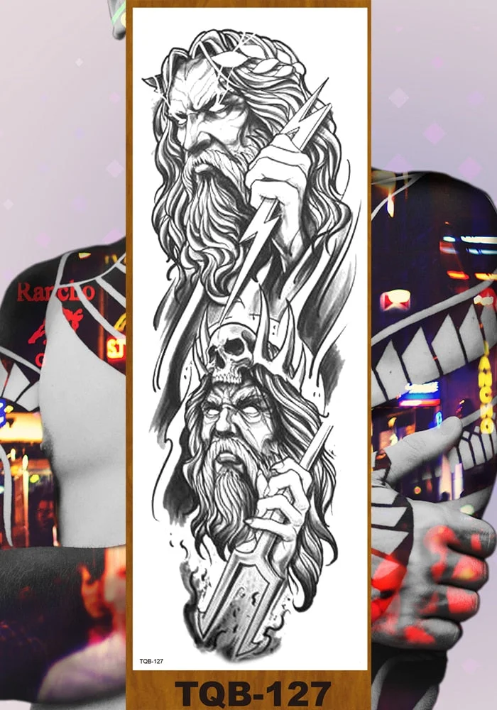 Full Flower Arm Temporary Tattoos Stickers Man Woman Girls Leg Fake Tatoo Lotus Buddhism Pray Cross Wing Drop Shipping DIY