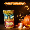 Outdoor Tiki Statue Garden Deco with Solar Light Hawaiian Tiki Ornament (Blue)
