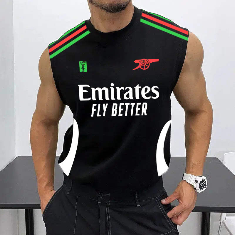 Men's Football Team Logo Print Jersey Casual Fitness Sleeveless Vest / TECHWEAR CLUB / Techwear