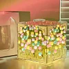 Tulip Night Light Handmade DIY Magic Cube Tulips Flower Table Lamp and Mirror Home decor Gift