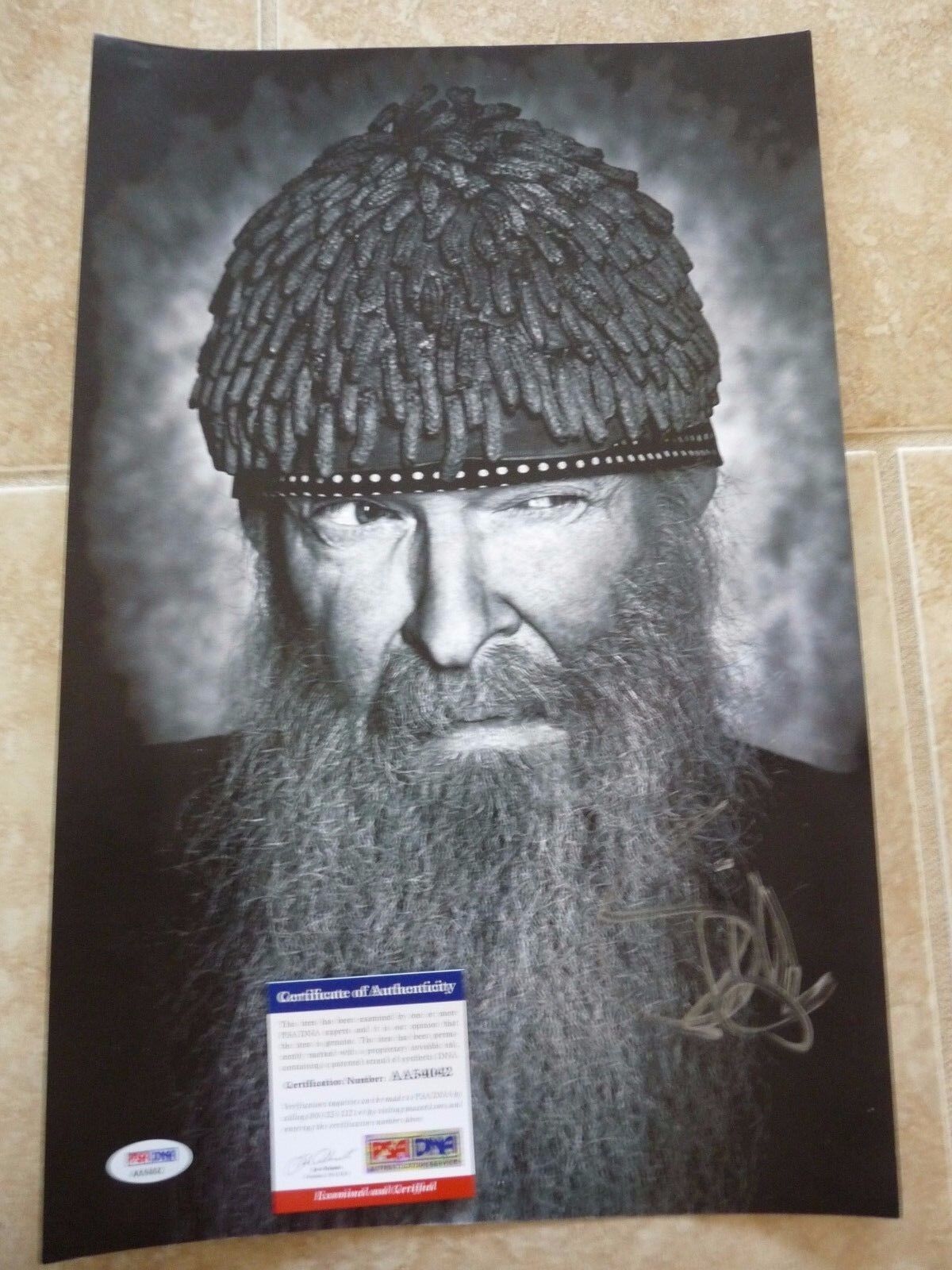 Billy Gibbons ZZ Top Signed Autographed 11x17 B&W Photo Poster painting PSA Cert #4 G1