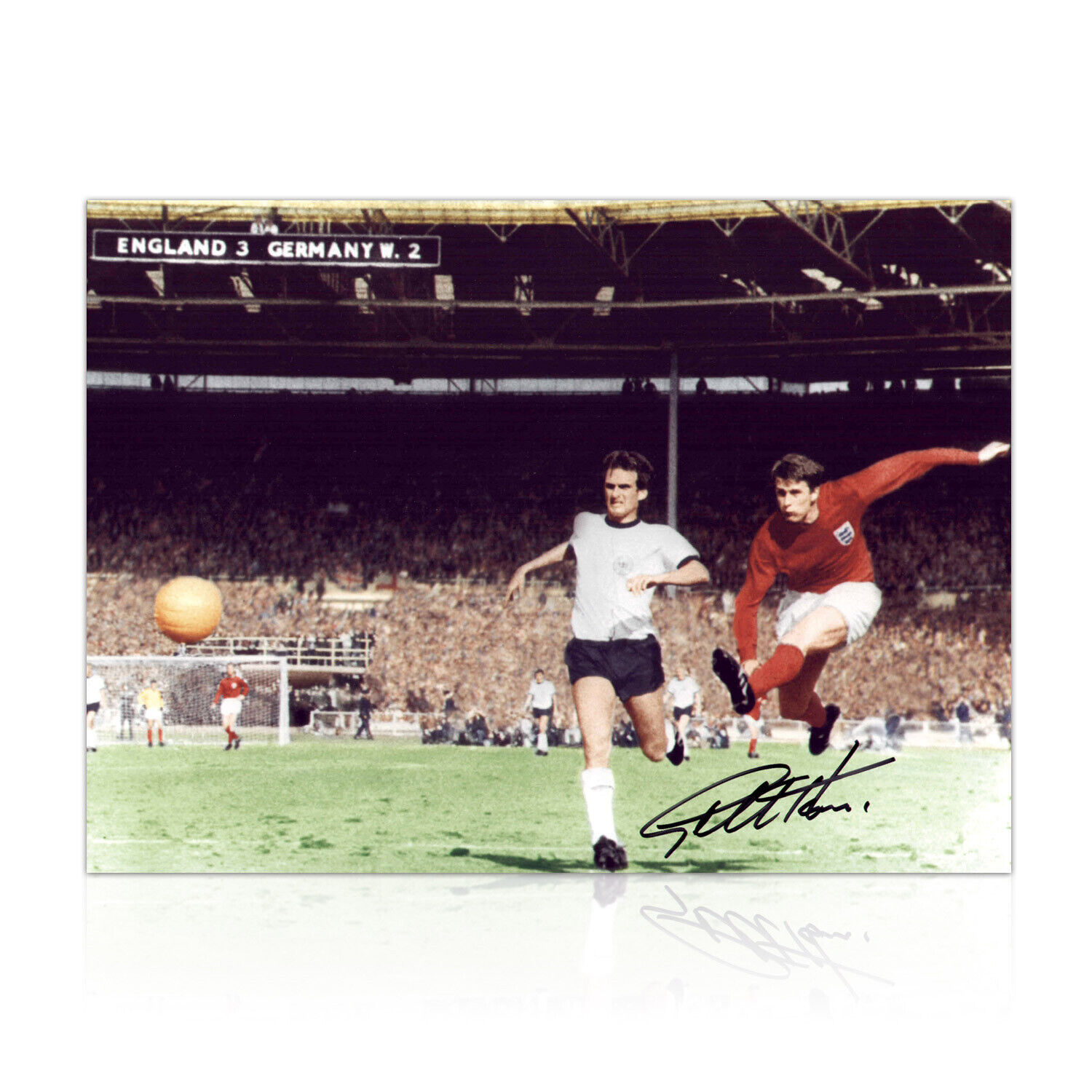 Geoff Hurst Signed England Football Photo Poster painting: 1966 World Cup Third Goal