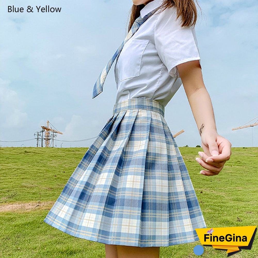 Summer Woman Mini Skirts Harajuku Korean Style Fashion Cute Kawaii Skirts For Girls High Waist Plaid Pleated Skirt Women Dress