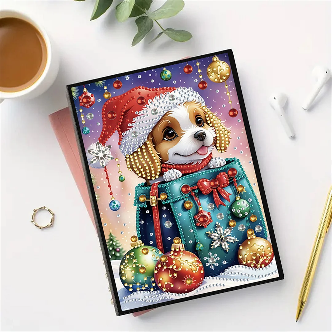 2pcs Xmas Animals Partial DIY 50 Pages A5 Diamond Painting Notebook for Study