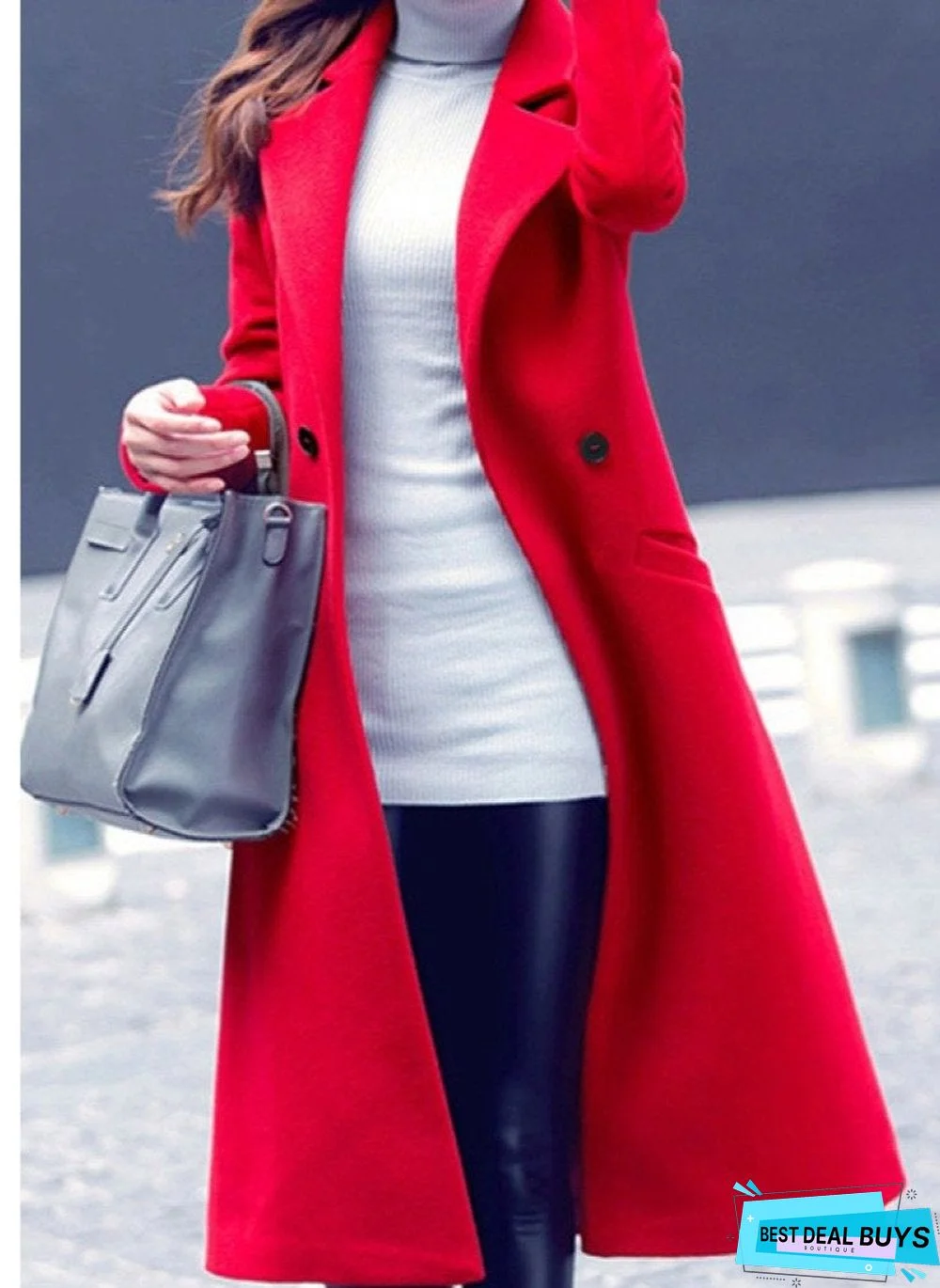 Lapel Plain Pocket Long Line Woolen Coat