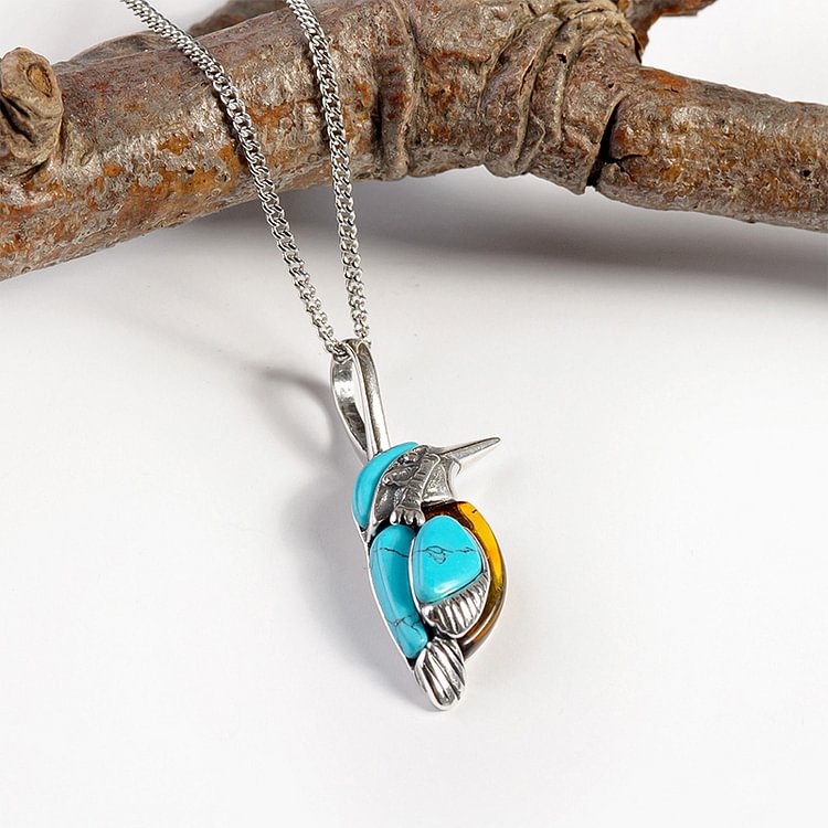 olivenorma turquoise stone kingfisher necklace
