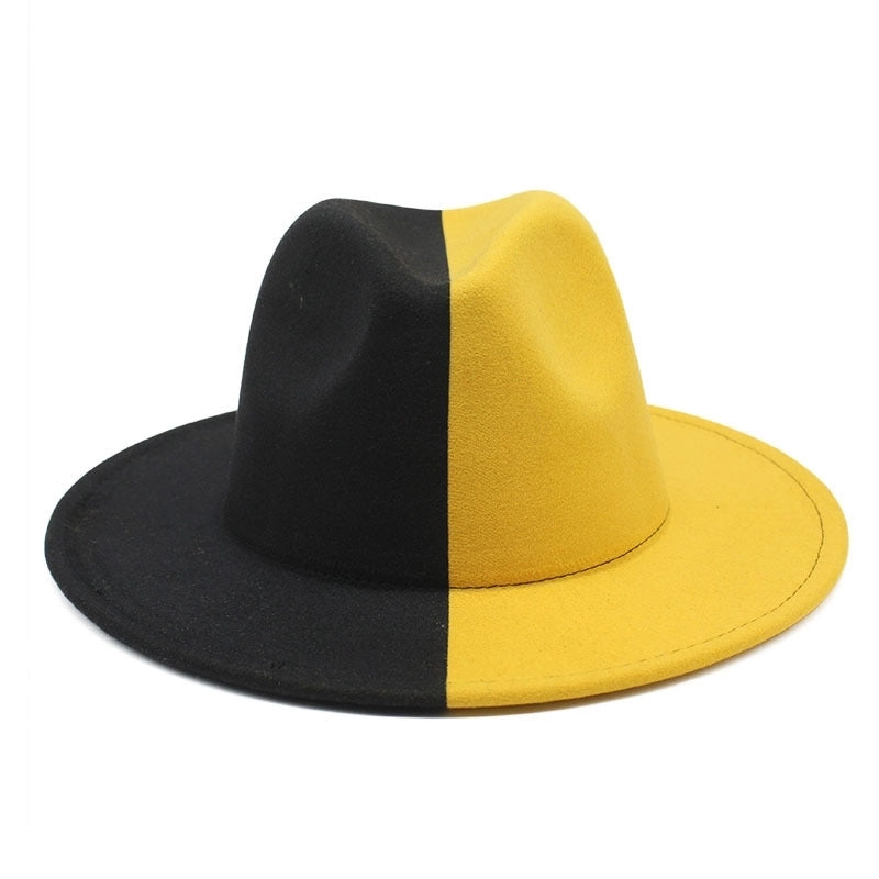 New Yin And Yang Double Color Matching Men’s And Women’s Woolen Felt Hat Autumn And Winter Fashion Flat Brim Jazz Hat 02