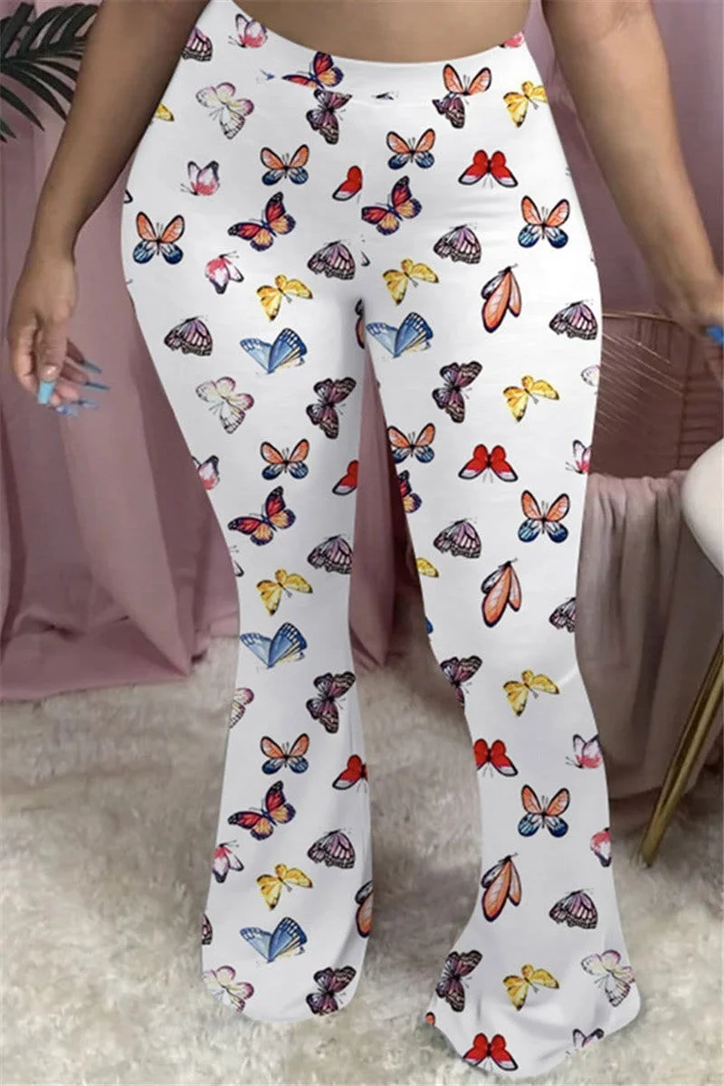 Fashion Butterfly Print Trousers
