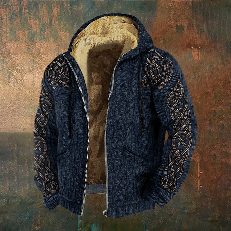 Men's Viking Style Celtic Knot Art Full Zip Hoodie