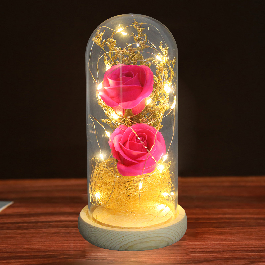 

LED Soap Flowers Eternal Rose In Glass Cover-Night Light, Purple, 501 Original