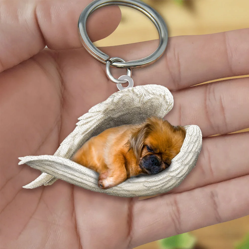 Pekingese Sleeping Angel Acrylic Keychain
