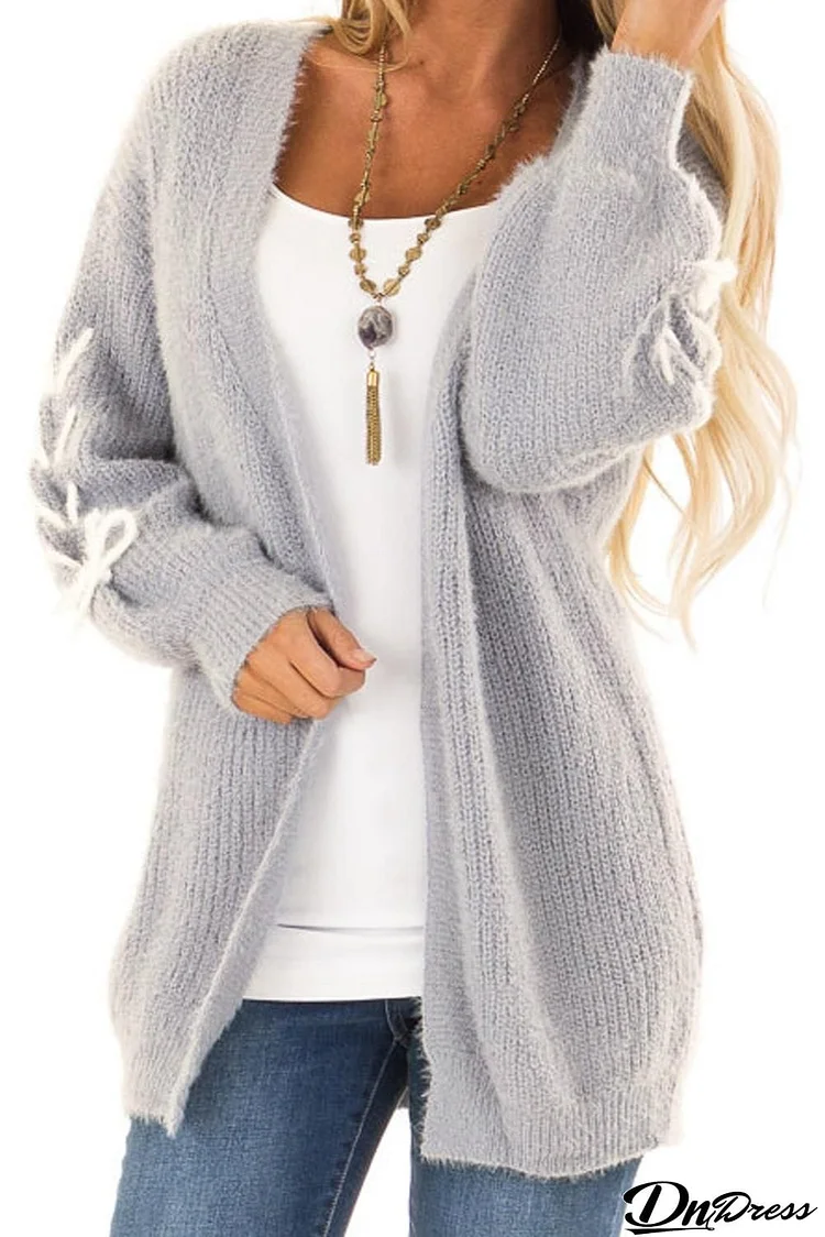 Soft Long Sleeve Cardigan with Stitch Detail