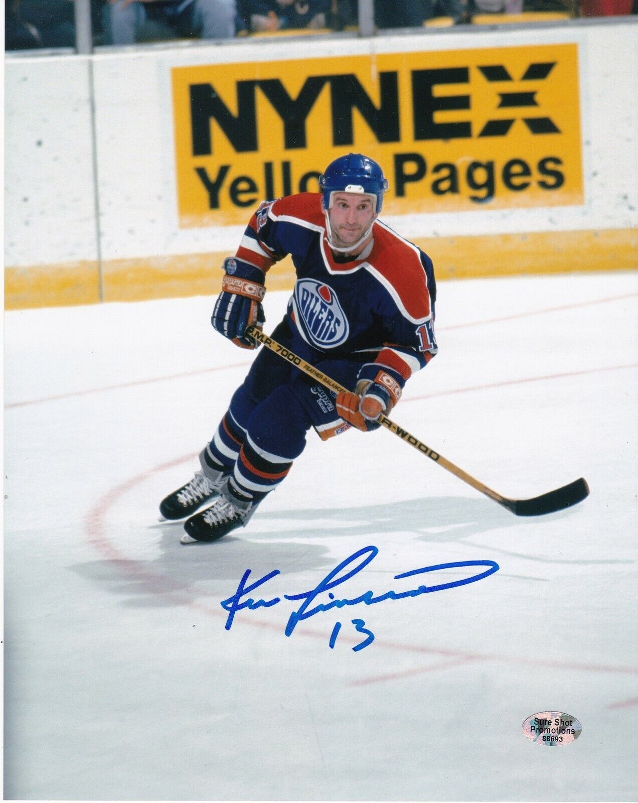 KEN LINSEMAN EDMONTON OILERS ACTION SIGNED 8x10