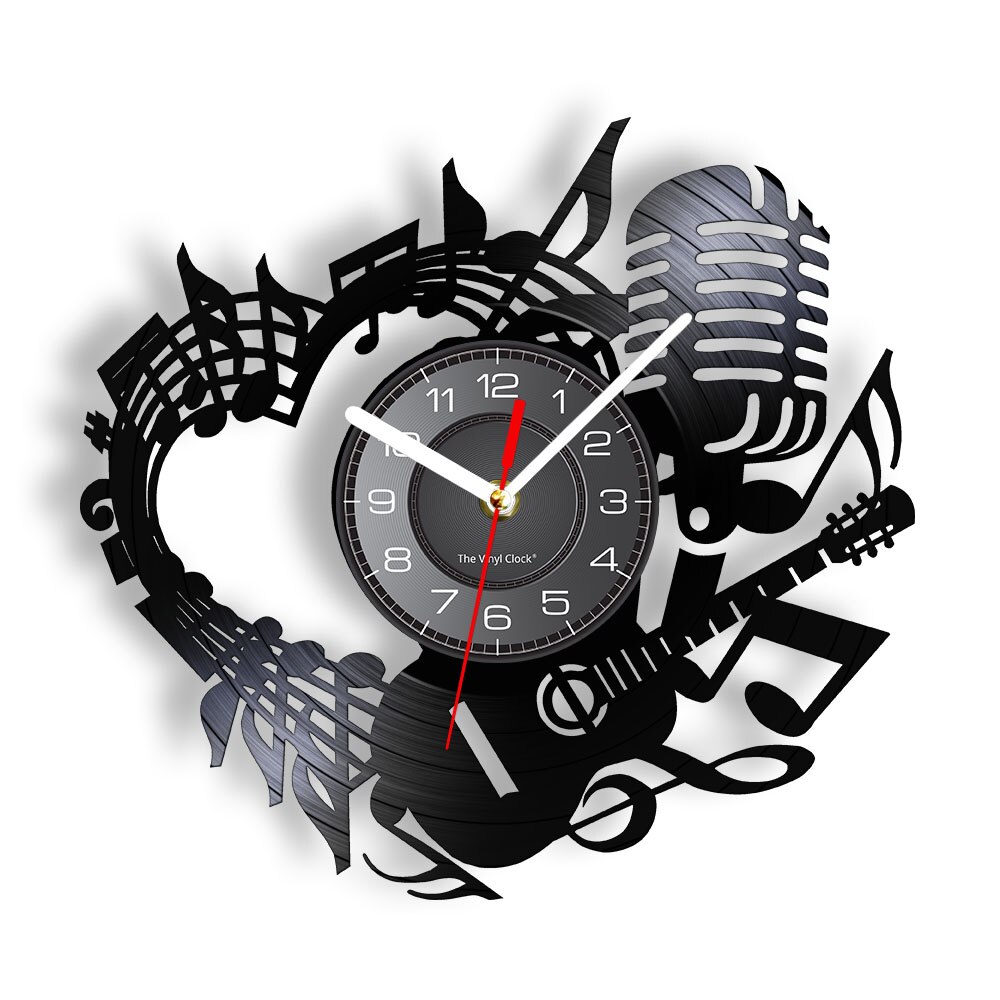 

Guitar Microphone Music Instrument Vinyl - Vinyl Record Wall Clock - Without LED, 501 Original