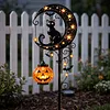 Iron Black Cat Moon Ground Lamp with Auto On/Off Solar-Powered Garden Light