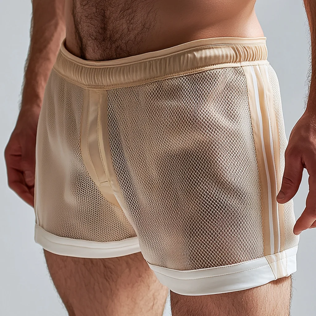 Men's Mesh Boxer Shorts with Striped Trim - Perfect for Summer Comfort and Style-inspireuse