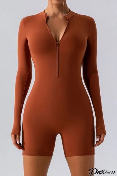 Half Zip Long Sleeve Active Romper
