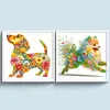Flower Puppy Full 11CT 3 Strands DIY Stamped Embroidery Needlepoint Starter Kits 15.75x15.75inch Cross Stitch Art and Crafts Kits for Beginners Adults Home Decor