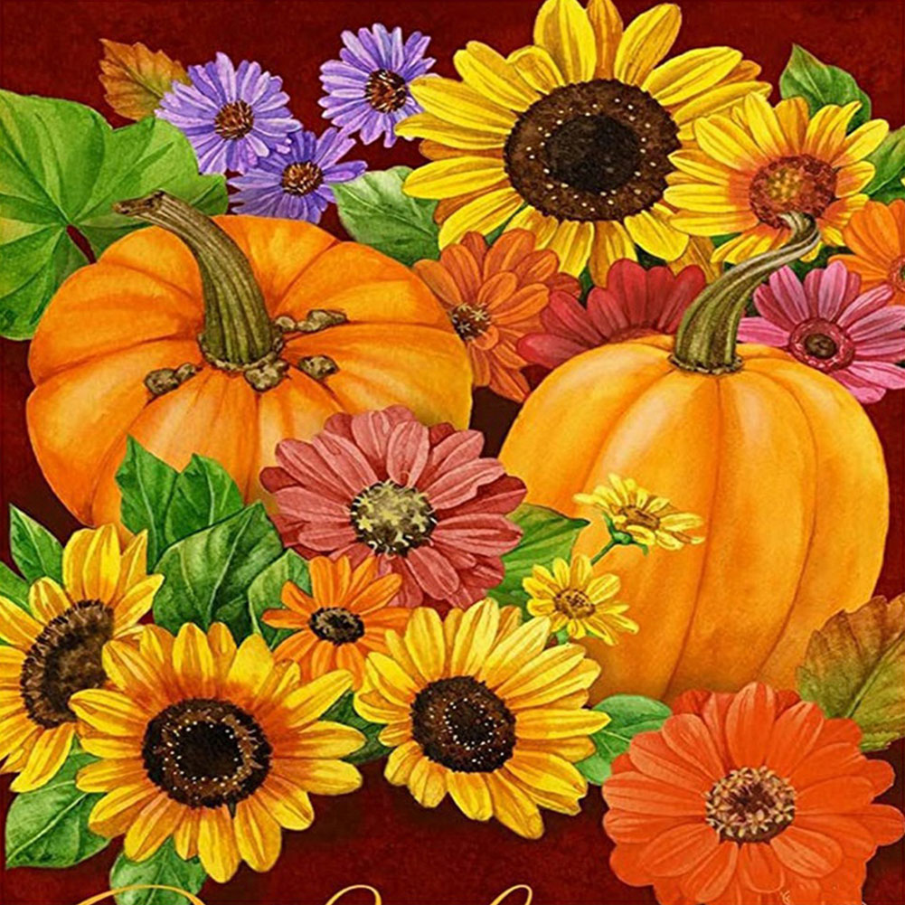 

Pumpkin Sunflower - Round Drill Diamond Painting - 40*40CM, 501 Original