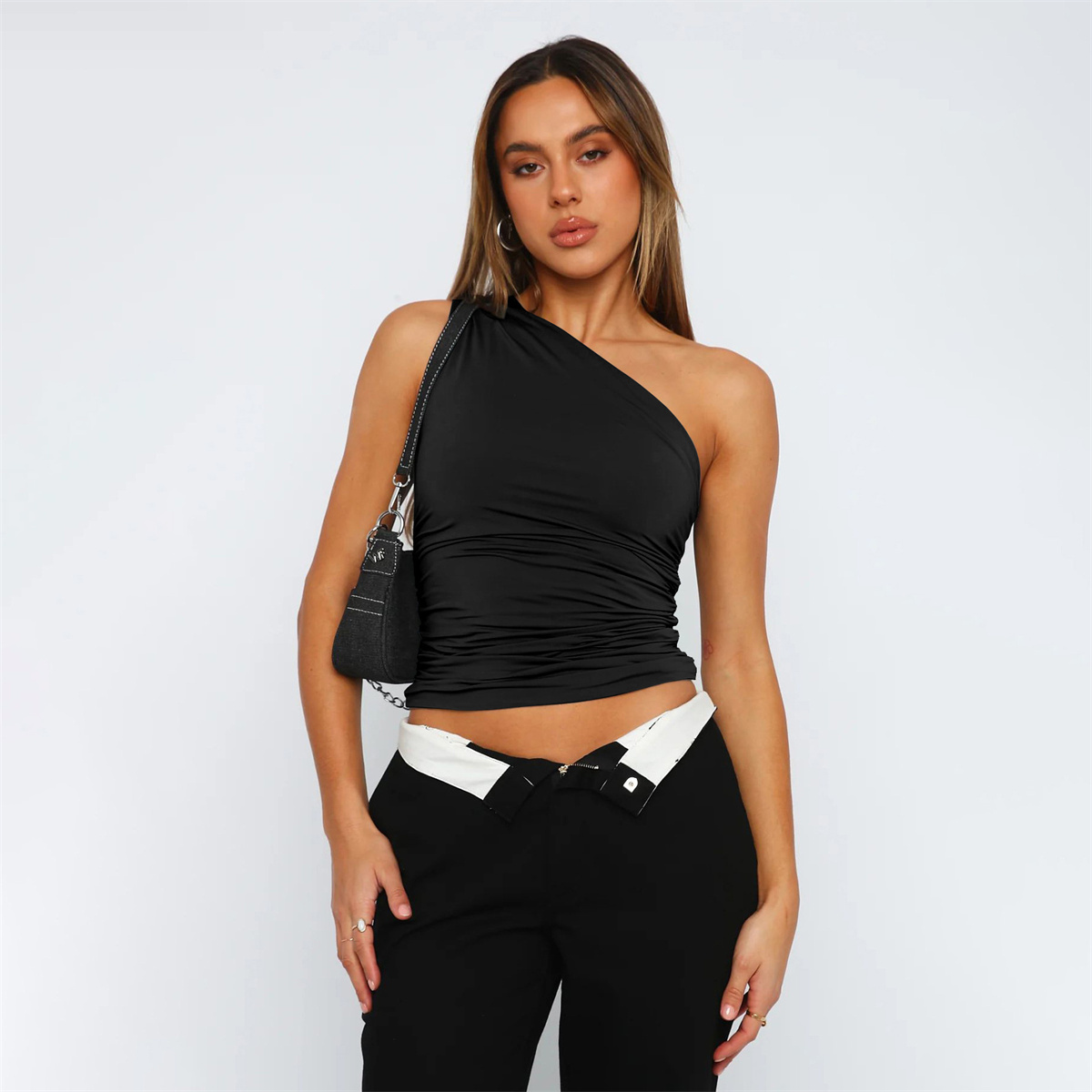 Backless Sexy Off Shoulder Halter Tank Tops Vintage Y2K Clothes T-Shirt Candy Color Tight Sleeveless Neckless Slim Casaul Top