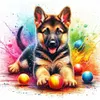German Shepherd Playing Ball-11CT Stamped Cross Stitch 40*40cm/15.75*15.75in tapestrymarket