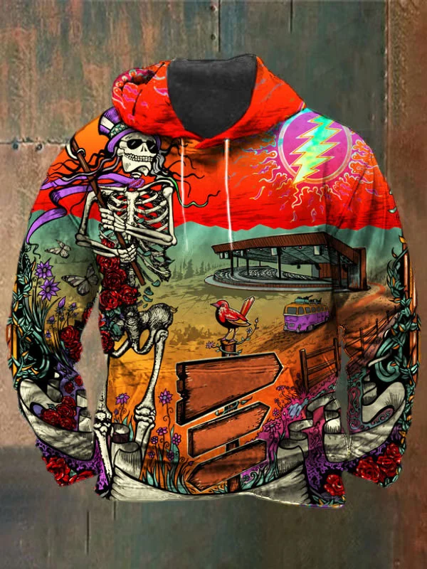 Unisex Skull Print Heavyweight Hoodies