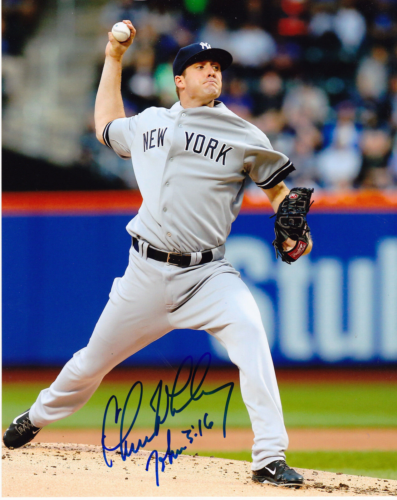 CHASE WHITLEY NEW YORK YANKEES ACTION SIGNED 8x10