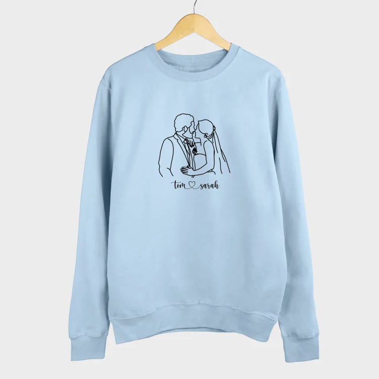 Custom Portrait Outline Embroidered Sweatshirt