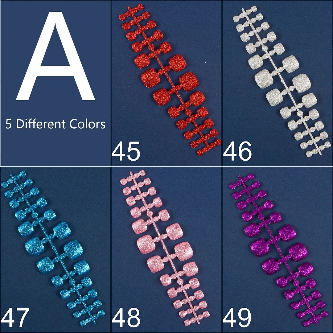 120pcs 5 Row/Pack Glitter False Toenail Tips Fake Toe Nail Art Tip Bling Press on Toe Nails Full Cover Nail For Toes-Nail Inspo