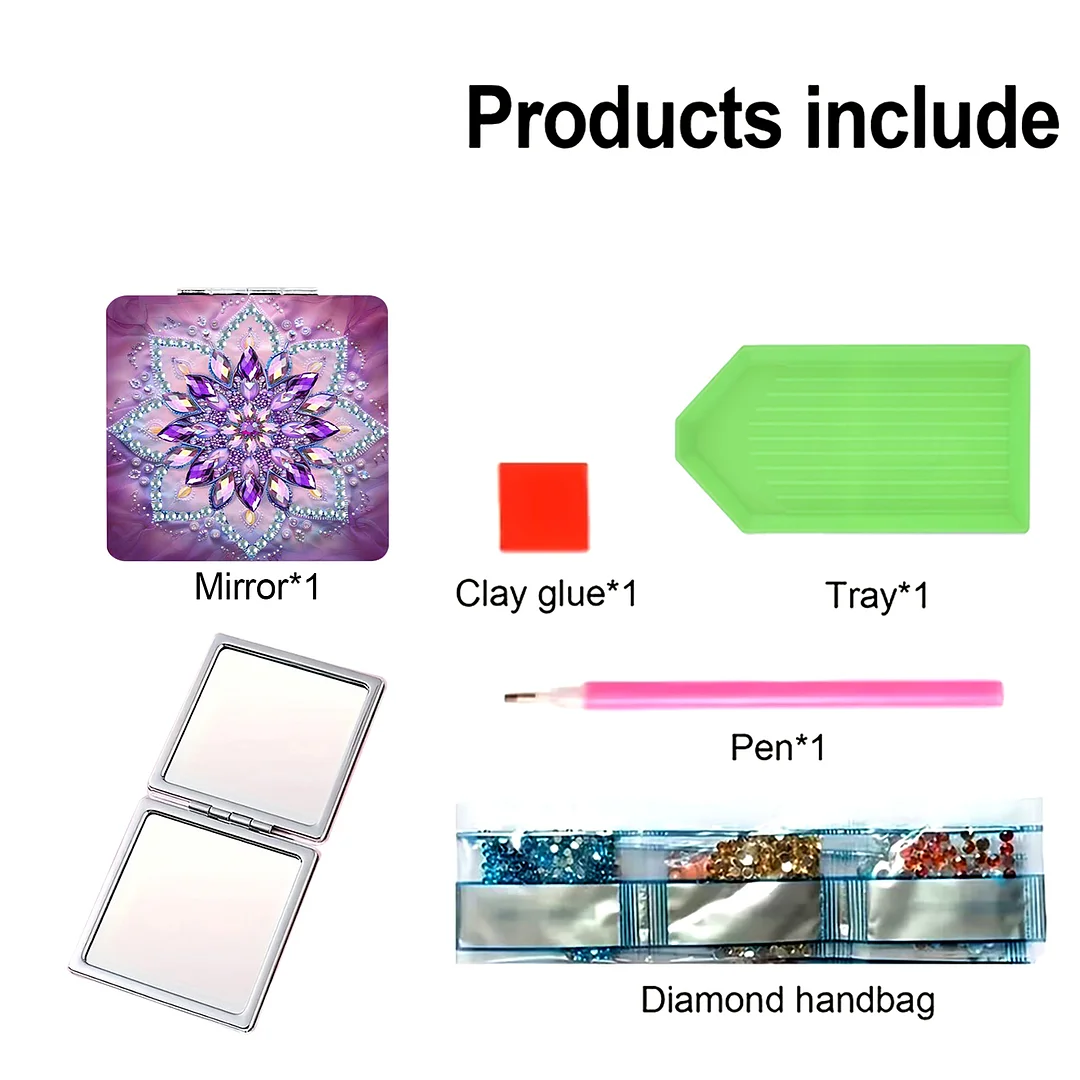 Mandala DIY Special Shaped Diamond Painting Compact Mirror Kits Diamond Art Painting Pocket Mirror for Beginners Adults Art Craft Woman Gifts