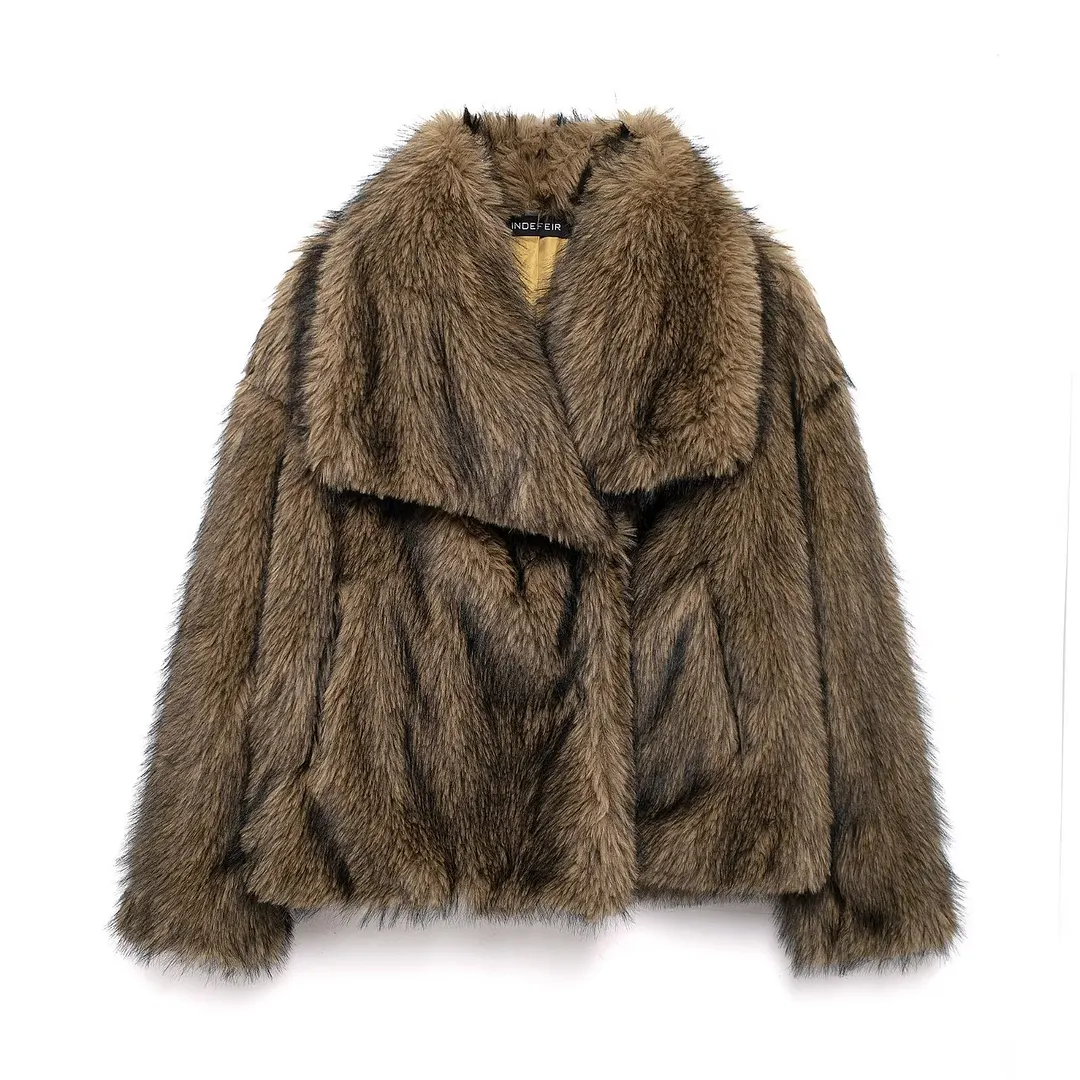 Nigikala Nigikala Women's Winter Fashion Temperament Style Wind Artificial Fur Coat D69352