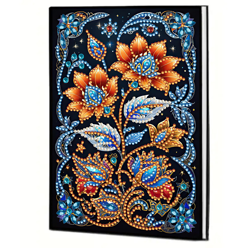 50 Pages A5 Special Shaped Blooming Flowers 5D DIY Diamond Drawing Notebook Art